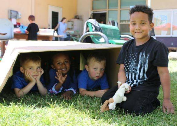 children playing in box